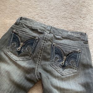 low rise grey zipper jeans